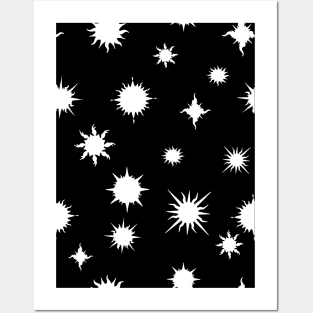 Gothic White Stars Pattern Posters and Art